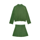 Conjunto Verde Outono Inverno: Suéter e Minissaia Monocromática Toronto