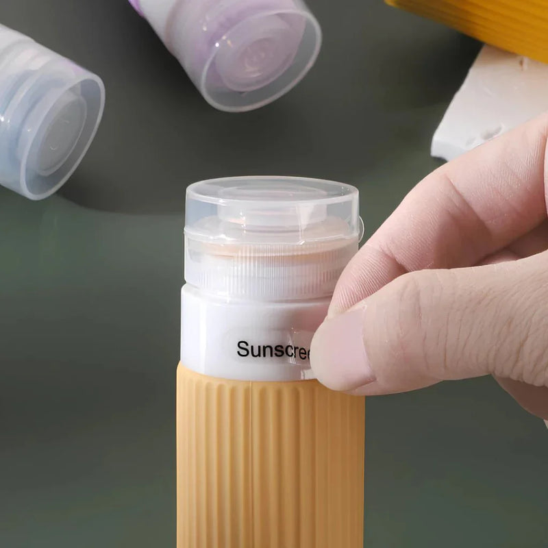 Kit 4 Frascos de Silicone Para Viagem