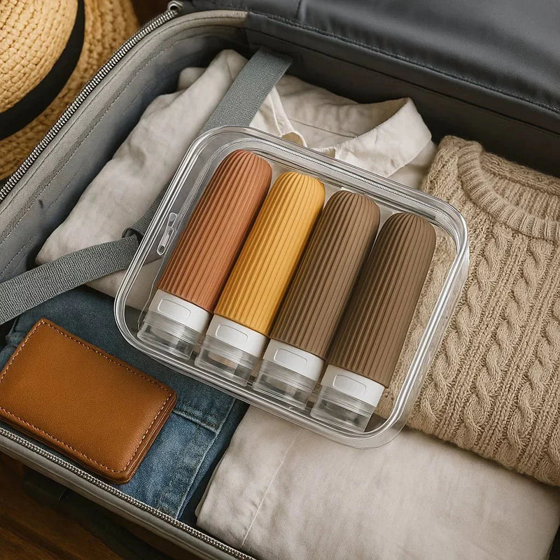 Kit 4 Frascos de Silicone Para Viagem