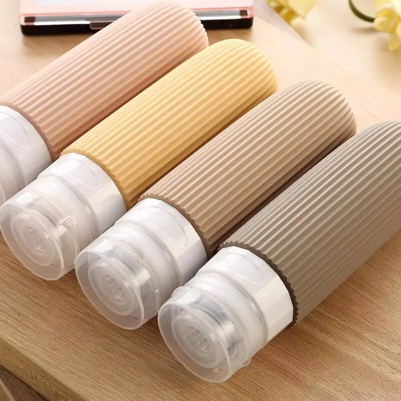 Kit 4 Frascos de Silicone Para Viagem